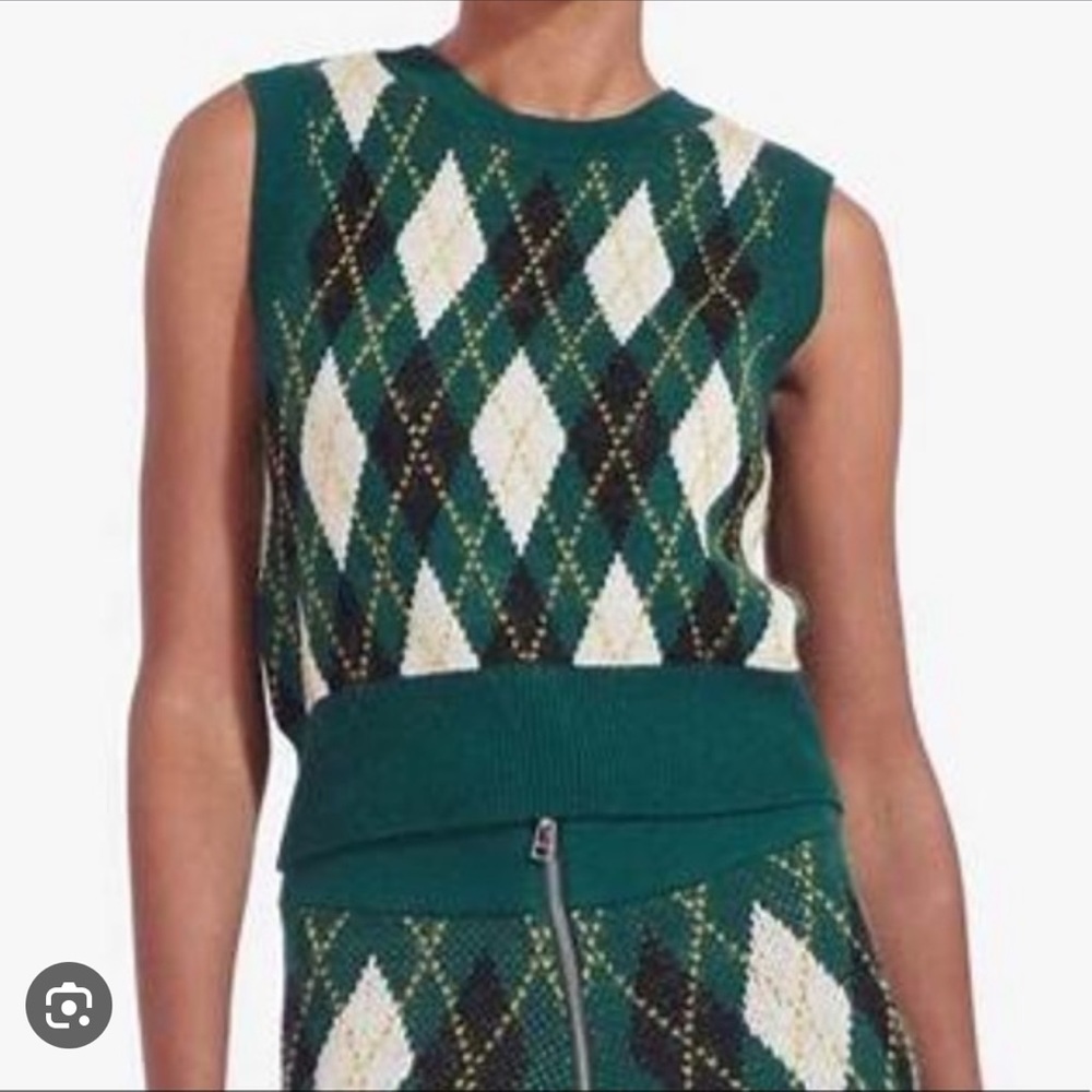 STAUD SET- Army Green Mohair Argyle Sweater Set